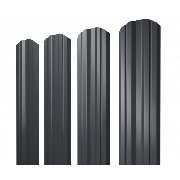 Штакетник Twin фигурный 0,5 PurPro Matt 275 RAL 7024 мокрый асфальт