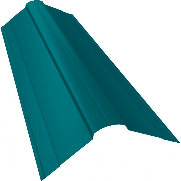 Планка конька фигурного 100x100 0,45 PE с пленкой RAL 5021 водная синь (2м)