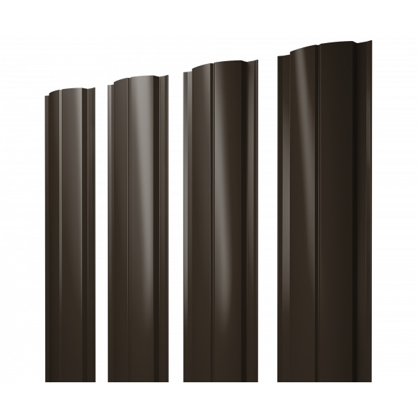 Штакетник Полукруглый Slim с прямым резом 0,45 PE RR 32 темно-коричневый