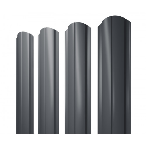 Штакетник Полукруглый Slim фигурный 0,5 Satin RAL 7024 мокрый асфальт Штакетник Полукруглый Slim фигурный 0,5 Satin RAL 7024 мокрый асфальт