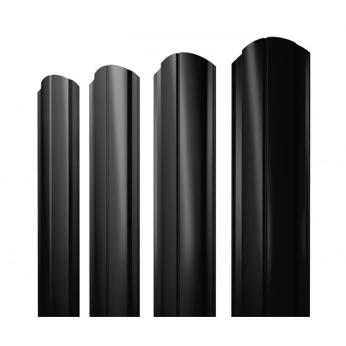 Штакетник Полукруглый Slim фигурный 0,5 Satin RAL 9005 черный Штакетник Полукруглый Slim фигурный 0,5 Satin RAL 9005 черный