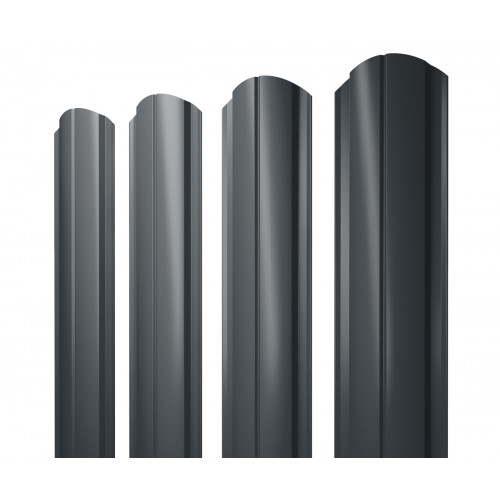 Штакетник Полукруглый Slim фигурный 0,5 Satin RAL 7016 антрацитово-серый Штакетник Полукруглый Slim фигурный 0,5 Satin RAL 7016 антрацитово-серый