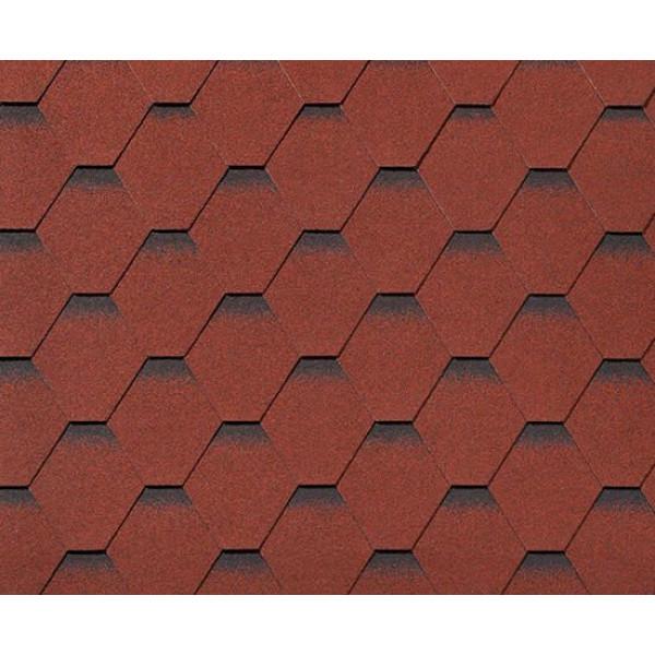 Черепица гибкая RoofShield Премиум Стандарт красный с оттенением